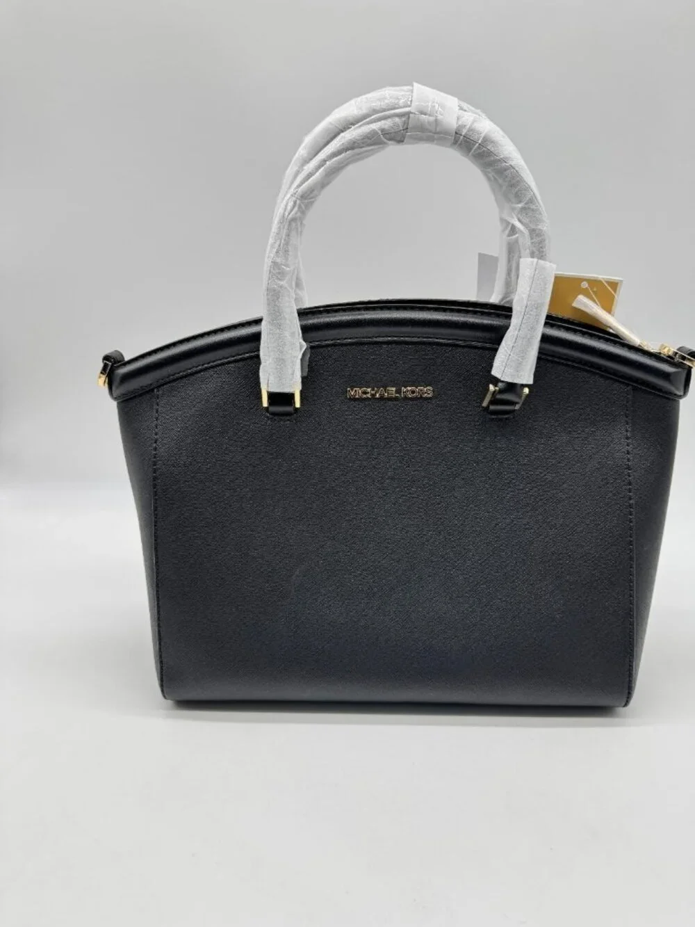 MICHAEL KORS Yara saffiano large dome satchel crossbody -Black (Has imperfection